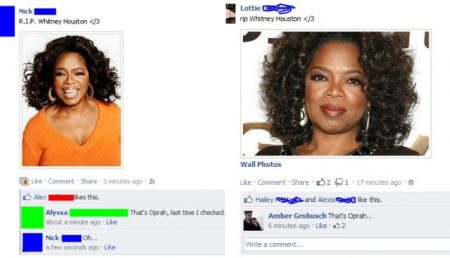 Confuzie pe Facebook: Multi au crezut ca a murit Oprah, nu Whitney Houston