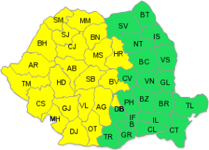 ATENȚIE! COD GALBEN DE PLOI ABUNDENTE ȘI VIJELII!