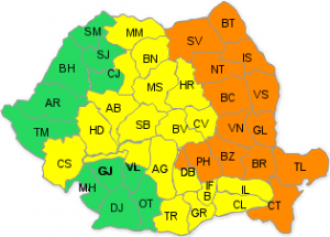 AVERTIZARE METEOROLOGICĂ – COD GALBEN DE PLOI ABUNDENTE