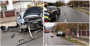 ACCIDENT CU TREI MAŞINI. UNA DINTRE ELE A FOST PROIECTATĂ ÎNTR-O CONDUCTĂ DE GAZE