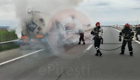 Video: O cisternă cu motorină a luat foc pe Autostrada A1