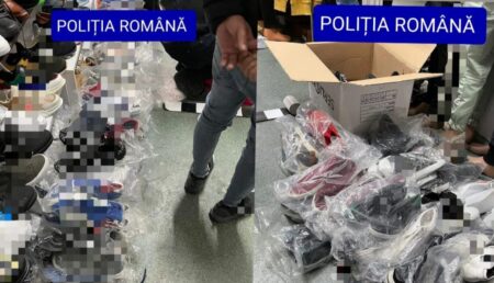 Video: Sute de haine și articole de încălțăminte contrafăcute, confiscate la Pitești
