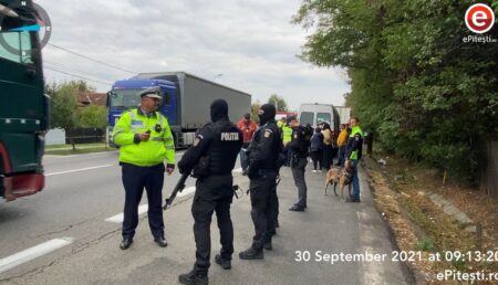 Video: Câini, mascaţi şi o duzină de poliţişti lângă Piteşti. Verificări la sânge