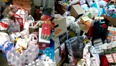 Video – Sediul Secției 1 Poliție Pitești, plin cu sute de pachete pentru refugiați