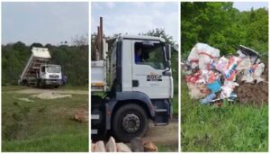 Scandalos! Mașină de la ROCIP filmată când aruncă gunoi în pădure
