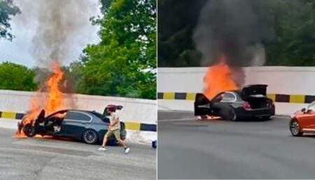 Argeș/Video: Bolid BMW mistuit de flăcări!