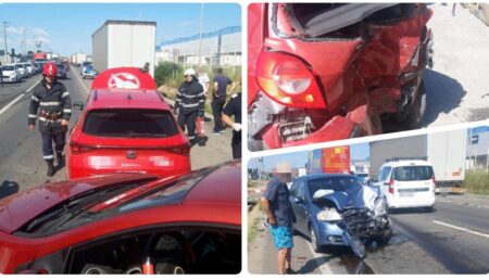 Accident lângă Auchan Bradu. Impact puternic între trei mașini