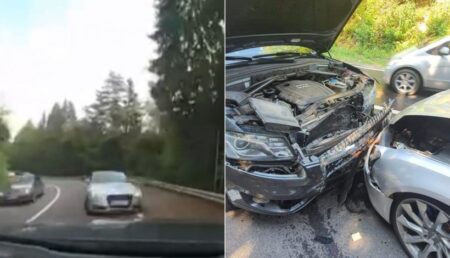 Șofer de Audi cu maxim tupeu! A blocat zeci de oameni în trafic după ce a provocat un accident