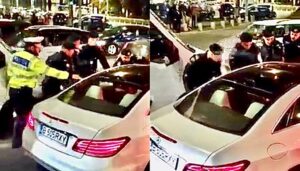 4 jandarmi și un polițist, luați „târâș” de un golan la bordul unui bolid Mercedes