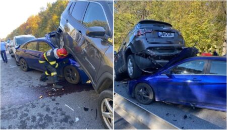 Accident grav pe Autostrada București – Pitești! Mașină strivită sub un SUV!