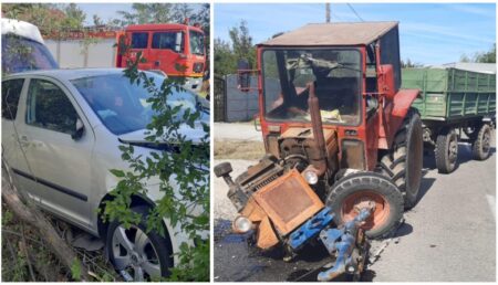 Argeș. Accident grav! O mașină a intrat într-un tractor!