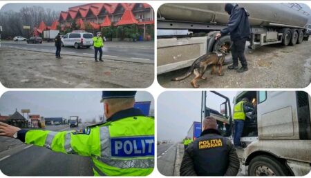 Controale în trafic cu polițiști, mascaţi şi câine de urmă lângă Pitești
