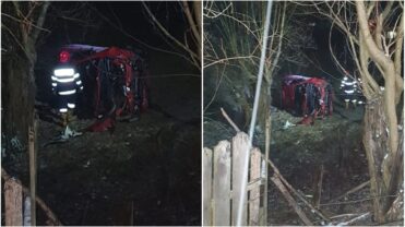 Accident în Argeș: Un șofer de 28 de ani s-a „dat peste cap” și a ajuns într-o grădină