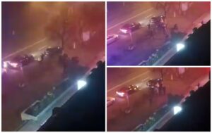 Scandal în stradă! Polițist rutier, filmat cum bate mai mulți bărbați încătușați!
