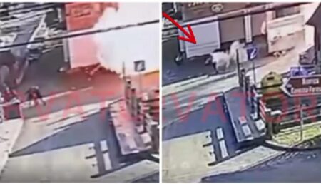 Video: Momentul exploziei de la baraca de fast-food. Un om fuge cu hainele fumegând