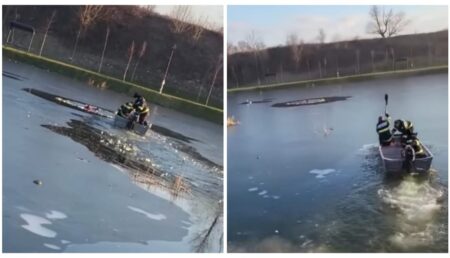 Doi copii au fost salvați de la moarte dintr-un lac înghețat