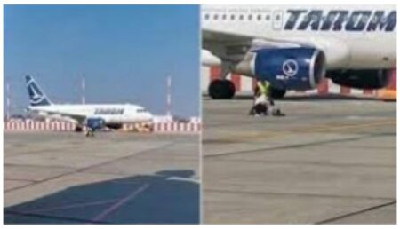 Șocant! O femeie cu un copil mic a încercat să prindă avionul din mers!