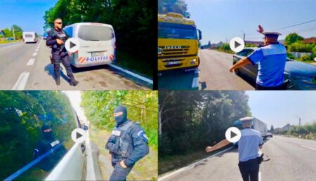 Mascații și polițiștii rutieri au luat cu asalt ieșirea din Pitești