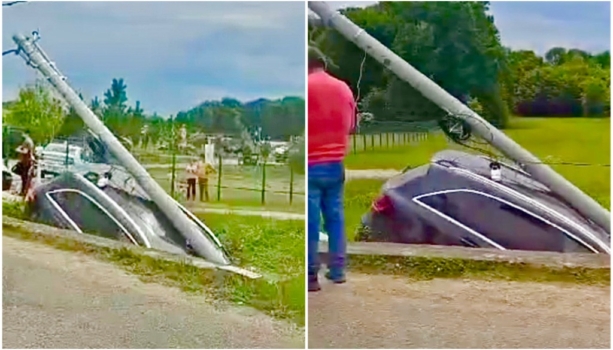 Argeș. Accident grav: Un bolid de lux, Mercedes a intrat frontal într‐un stâlp