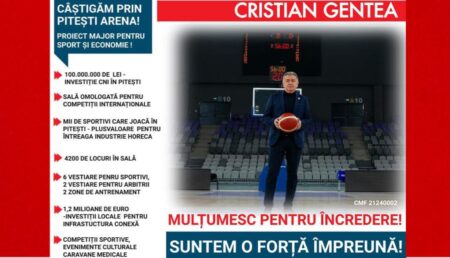 Cristian Gentea: Câștigăm prin Pitești Arena! Mulțumesc pentru încredere!