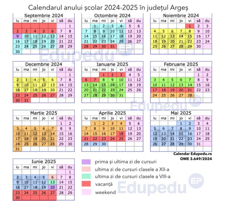 Calendarul anului școlar 20242025 epitesti