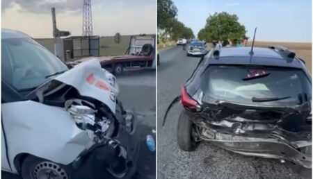 Accident grav: Microbuz izbit de un copac după coliziunea cu un autoturism, două tinere grav rănite