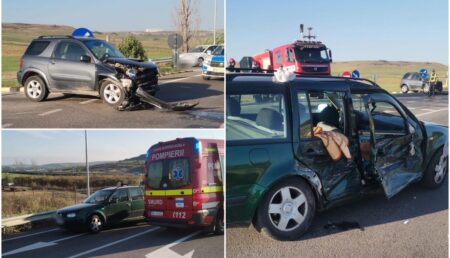 Accident grav: Patru persoane rănite în urma unei coliziuni între două autoturisme