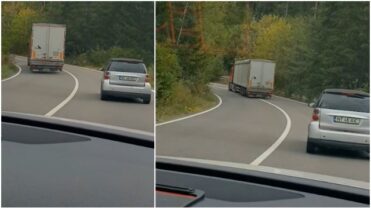 Depășire mortală pe serpentine: Inconștiența unui șofer de TIR a fost filmată