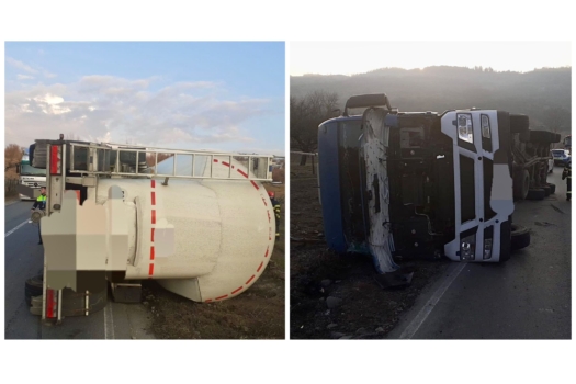 Argeș. Pericol uriaș! Trafic blocat după răsturnarea unei cisterne!
