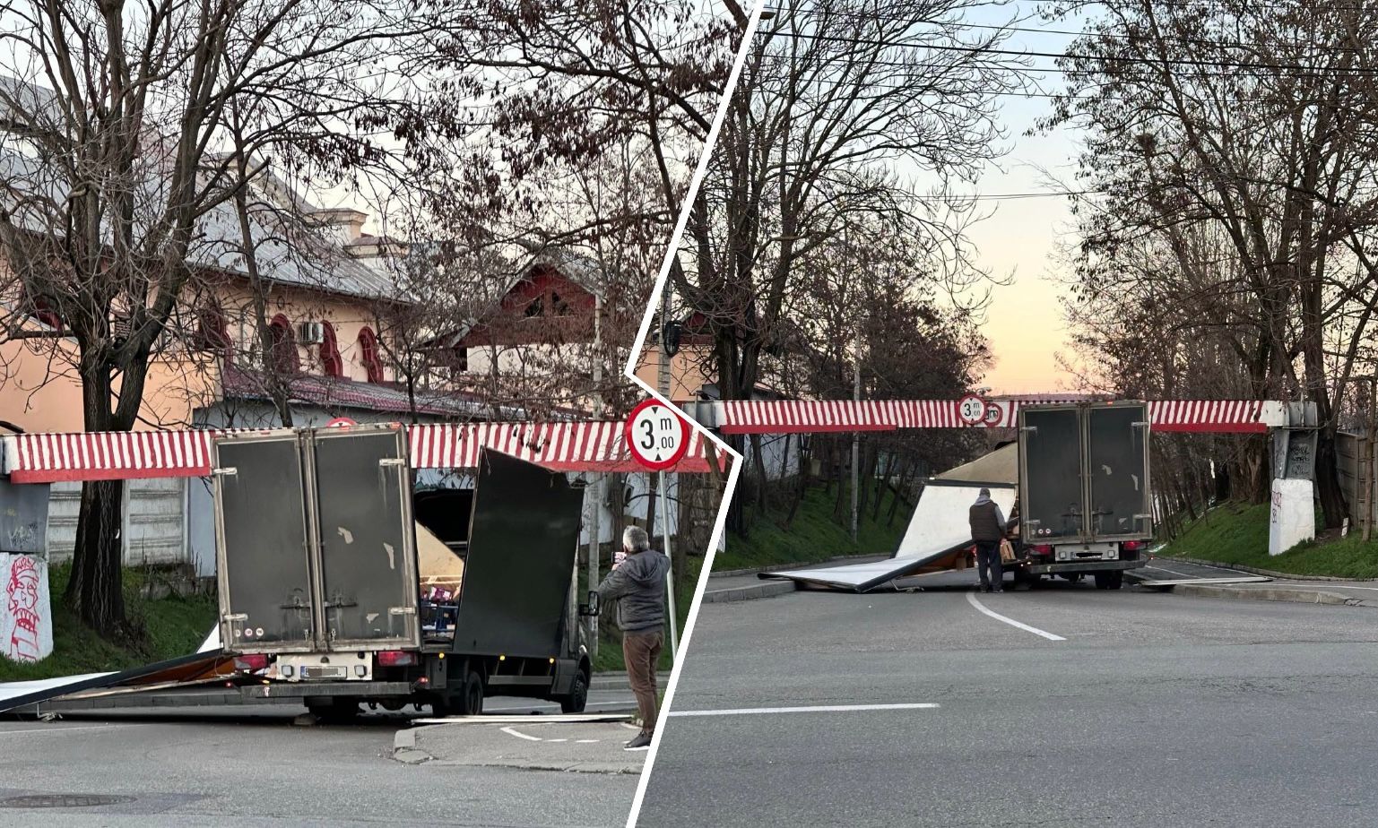 Pitești. Bariera care nu iartă! Încă o dubă avariată din neglijență