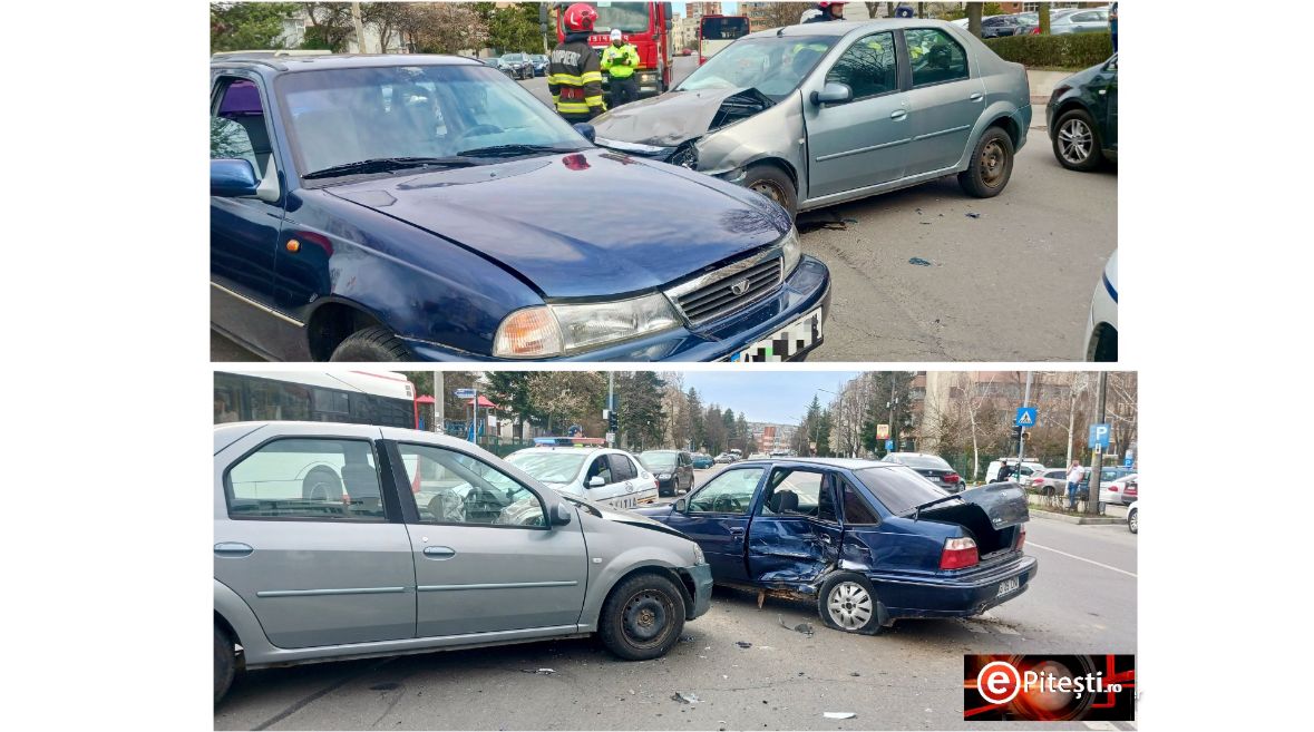 Pitești. Accident, acum! Două autoturisme daună totală!