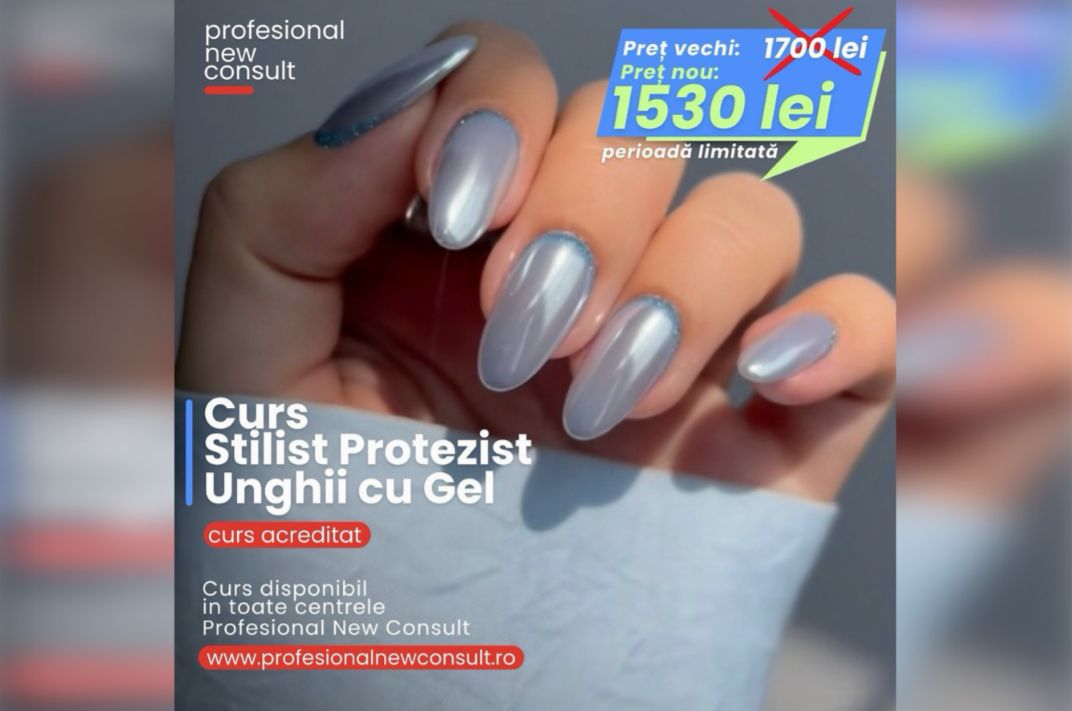 Oferta verii la Profesional New Consult Pitești – Curs Stilist Protezist Unghii cu gel, redus cu 10%
