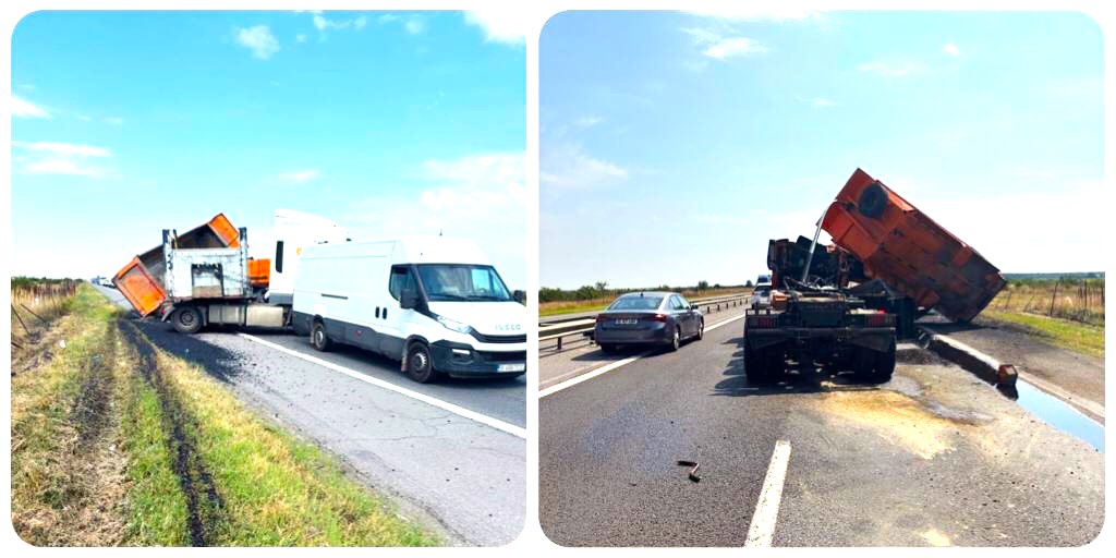 Dezastru pe A1 Pitești–București: Impact puternic între mastodonți, trafic blocat!