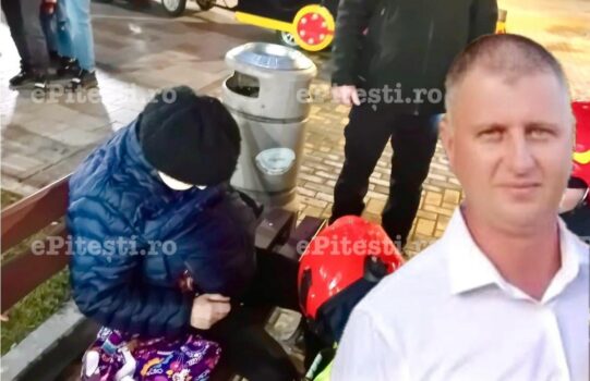 EXCLUSIV – Femeie lovită de trenuleț în centrul Piteștiului. Cristian Rainea, pompier aflat în timpul liber, intervenție decisivă!