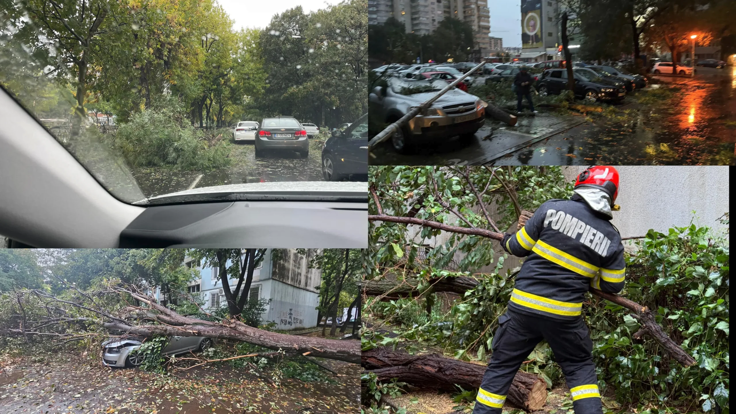 Mașina avariată de furtună