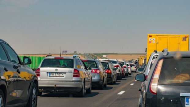 Circulație oprită pe autostradă! Un camion de transport animale s-a deschis în mers!
