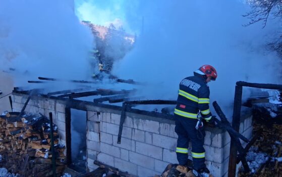 Argeș. Gospodărie distrusă de flăcări în Valea Mare Pravăț