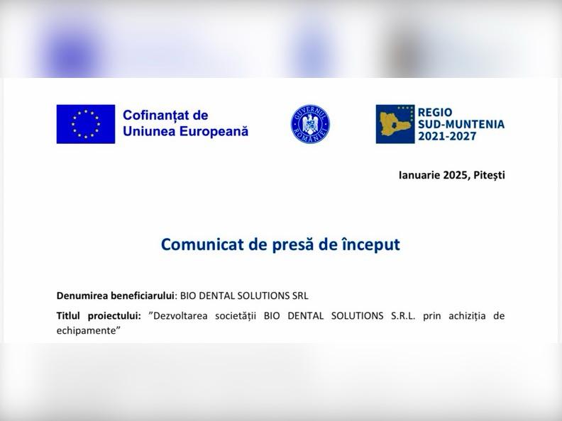 Dezvoltarea societății BIO DENTAL SOLUTIONS S.R.L. prin achiziția de echipamente