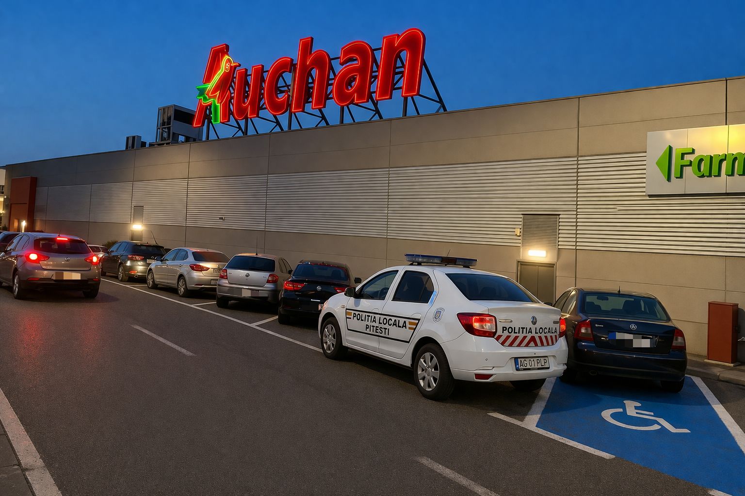 Gest scandalos la Auchan! Parcări ilegale descoperite de polițiști