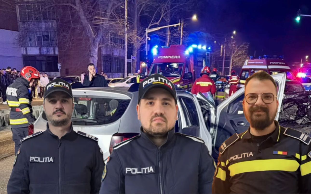 Polițiștii care au intervenit la accident
