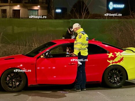 Bucureștean de 20 de ani, prins băut la volan în Argeș! Avea peste 0,40 mg/l alcool în aerul expirat