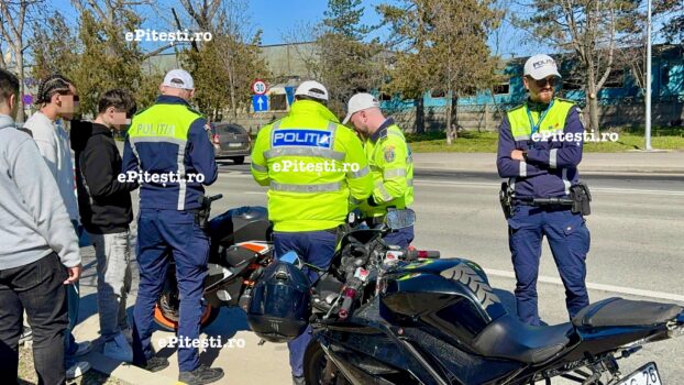 Ironia sorții la Pitești: Motocicliști cu tobe gălăgioase opriți de polițiști chiar la locul unui accident cu motociclist