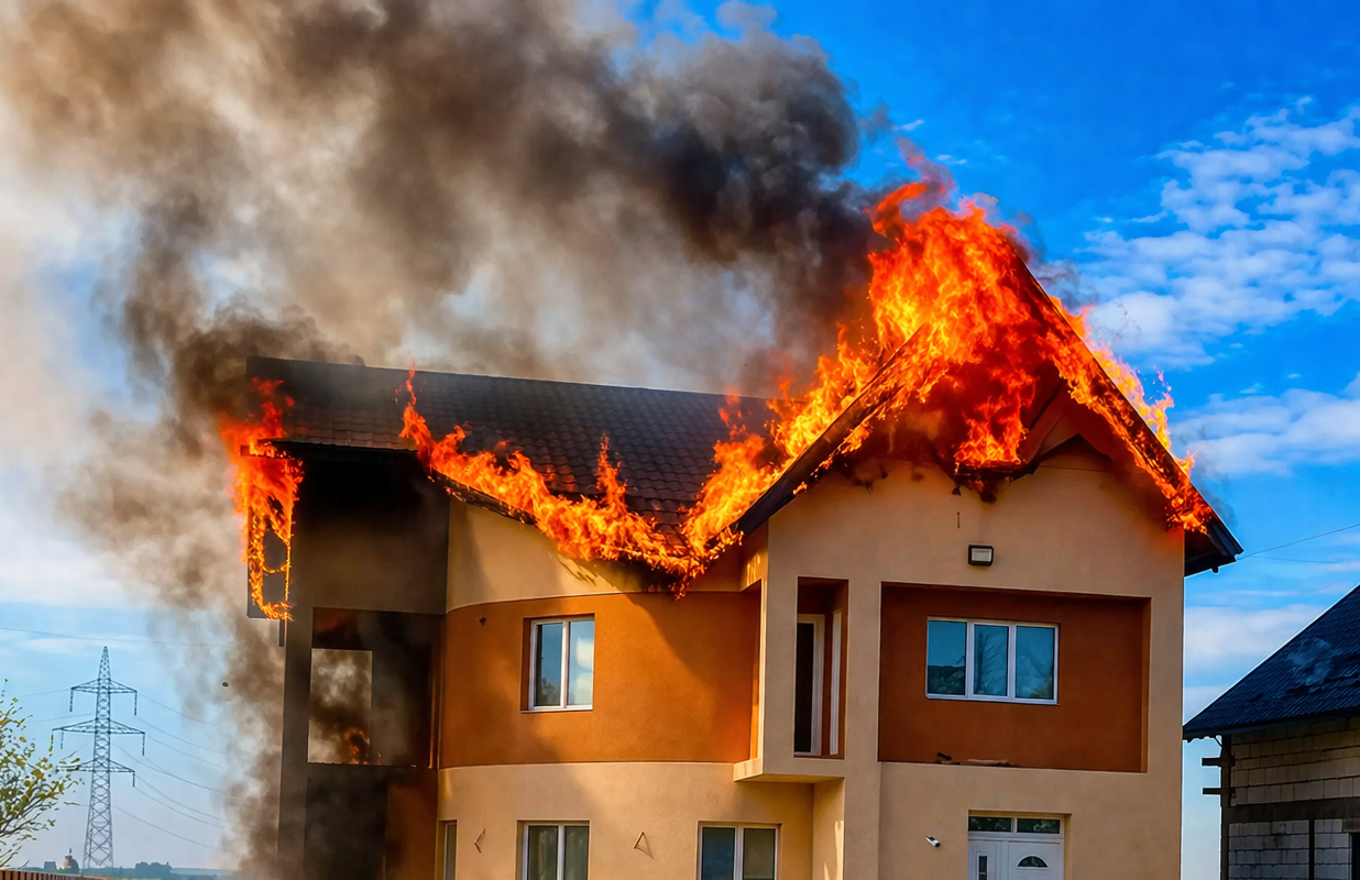 Vilă cuprinsă de flăcări în Argeș: Arde generalizat