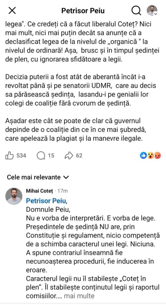 Mihai Coteț: Adevărul din Senat, cu documentul pe masă
