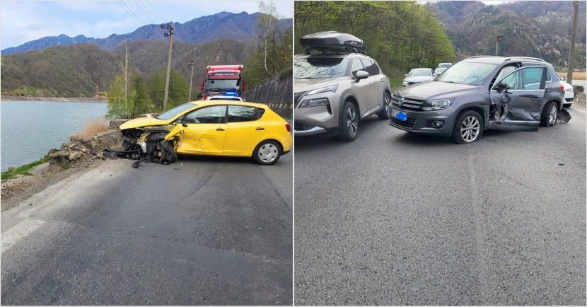 Clipe de panică pe Valea Oltului! Accident după ce un autoturism a pătruns pe contrasens
