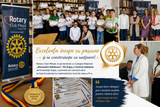 Rotary Club Pitești și „Alexandru Odobescu”, în prim-planul performanței: Micii viitori olimpici la matematică, premiați