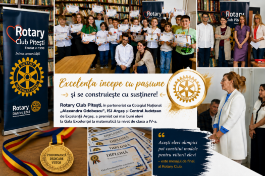 Rotary Club Pitești și „Alexandru Odobescu”, în prim-planul performanței: Micii viitori olimpici la matematică, premiați