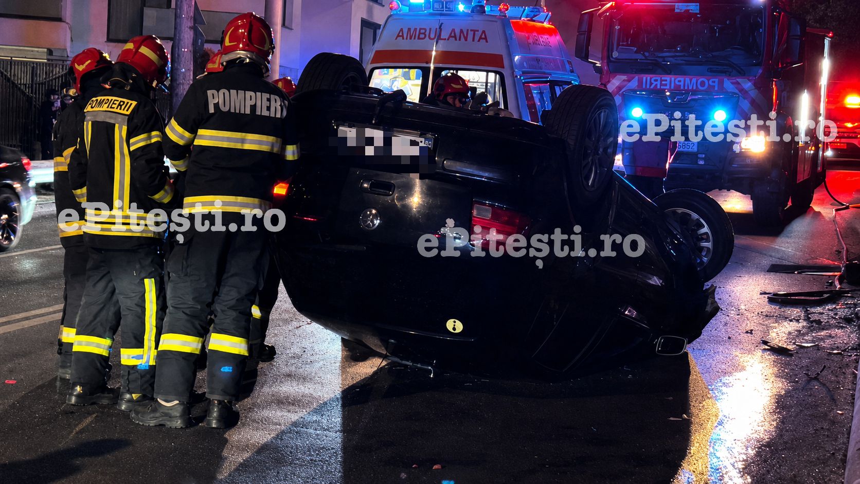 VIDEO: Mașină răsturnată