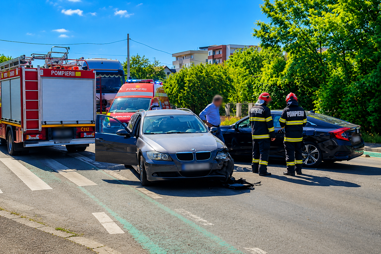 Accident lângă Pitești Arena: BMW implicat