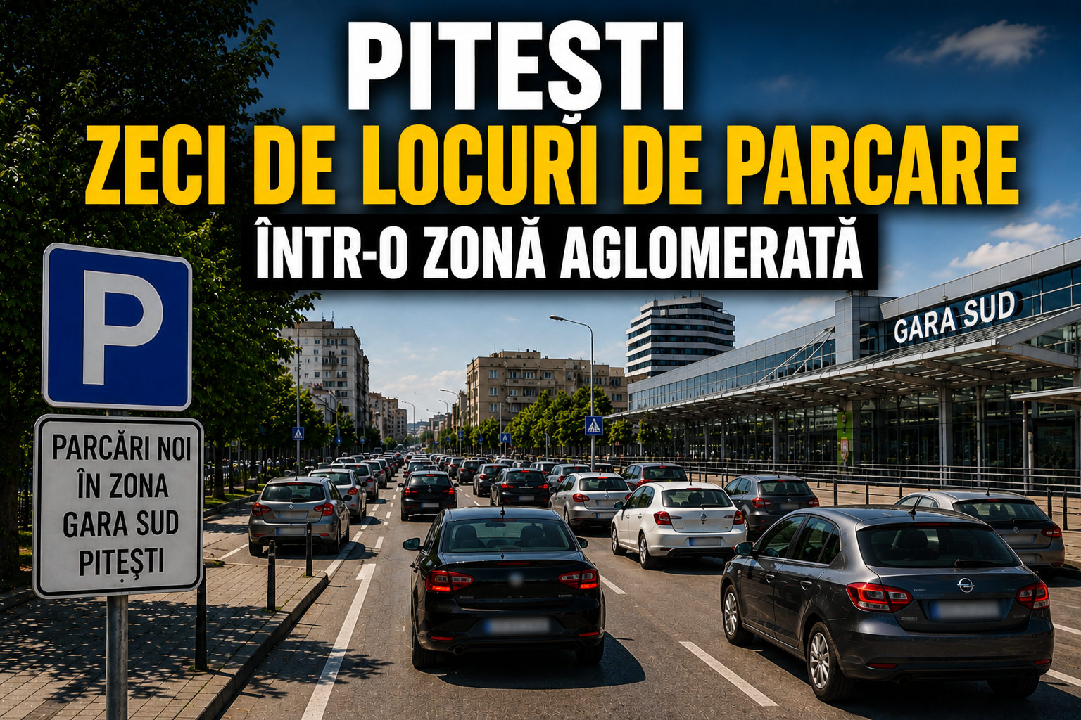 Pitești: 1,7 milioane lei pentru zeci de locuri de parcare la Gara Sud